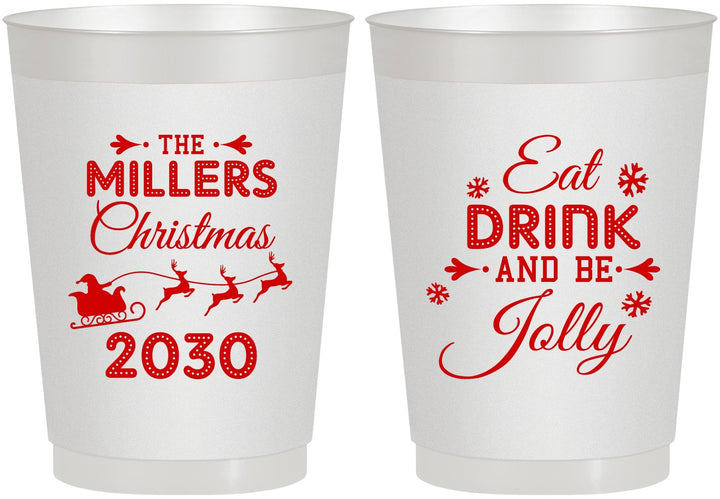 Personalized Christmas 10 oz Frosted Cups - Eat Drink And Be Jolly | 280010
