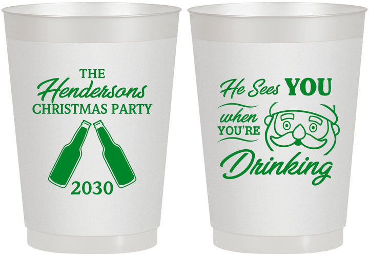 Personalized Christmas 10 oz Frosted Cups - Santa | 280015