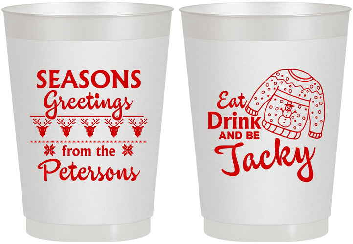 Personalized Christmas 10 oz Frosted Cups - Eat Drink Be Jacky | 280016