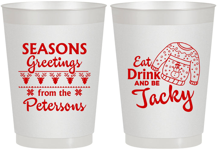 Personalized Christmas 10 oz Frosted Cups - Eat Drink Be Jacky | 280016