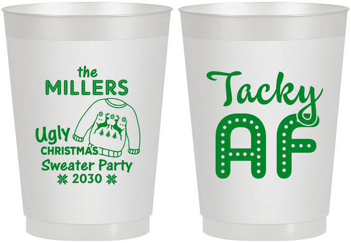 Personalized Christmas 10 oz Frosted Cups - Tacky Af | 280017