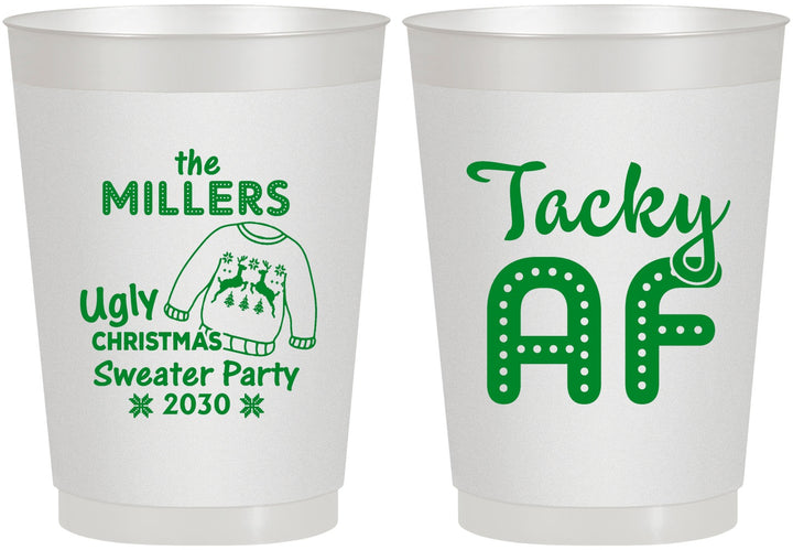 Personalized Christmas 10 oz Frosted Cups - Tacky Af | 280017