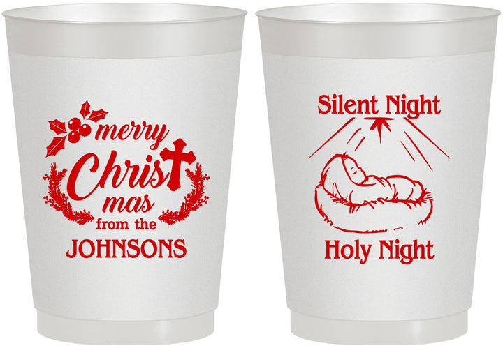 Personalized Christmas 10 oz Frosted Cups - Silent Night Holy Night | 280018