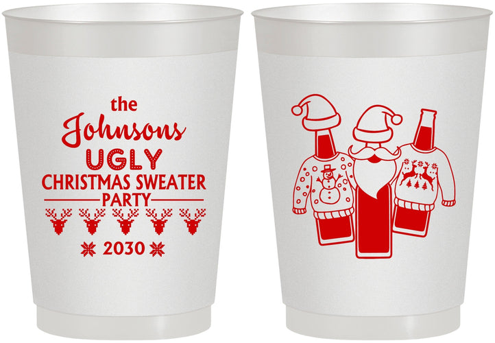 Personalized Christmas 10 oz Frosted Cups - Ugly Sweater | 280022