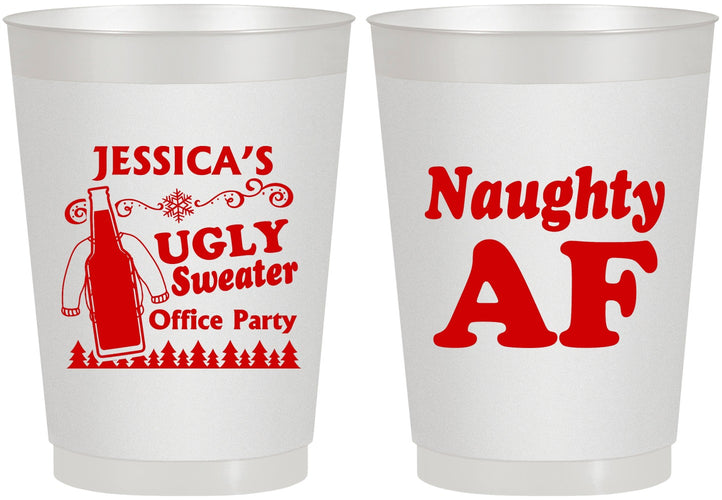 Personalized Christmas 10 oz Frosted Cups - Eat Drink Be Ugly | 280024