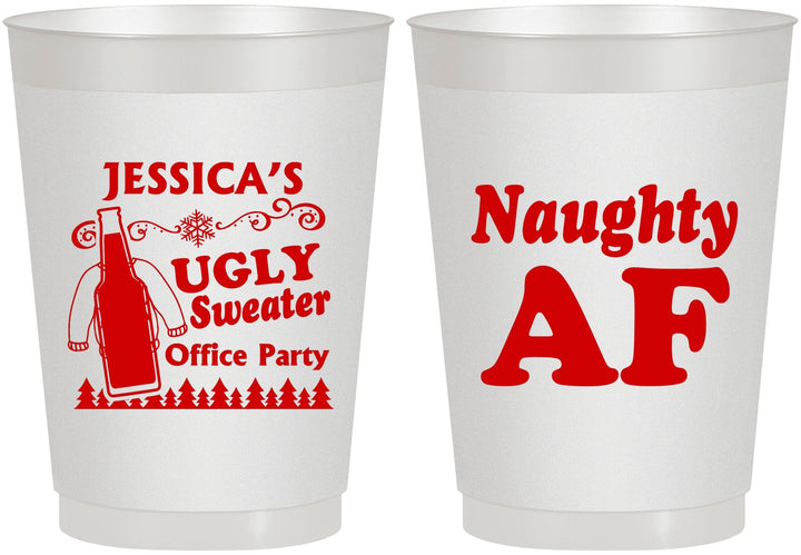 Personalized Christmas 10 oz Frosted Cups - Eat Drink Be Ugly | 280024