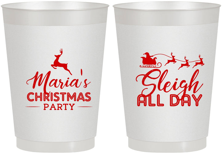 Personalized Christmas 10 oz Frosted Cups - Sleigh All Day | 280030
