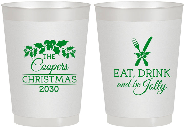 Personalized Christmas 10 oz Frosted Cups - Eat Drink And Be Jolly | 280033