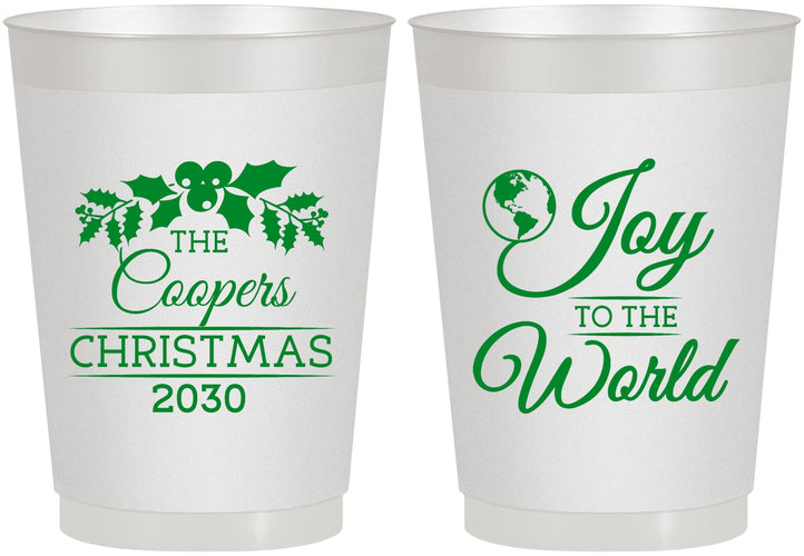 Personalized Christmas 10 oz Frosted Cups - Joy To The World | 280035