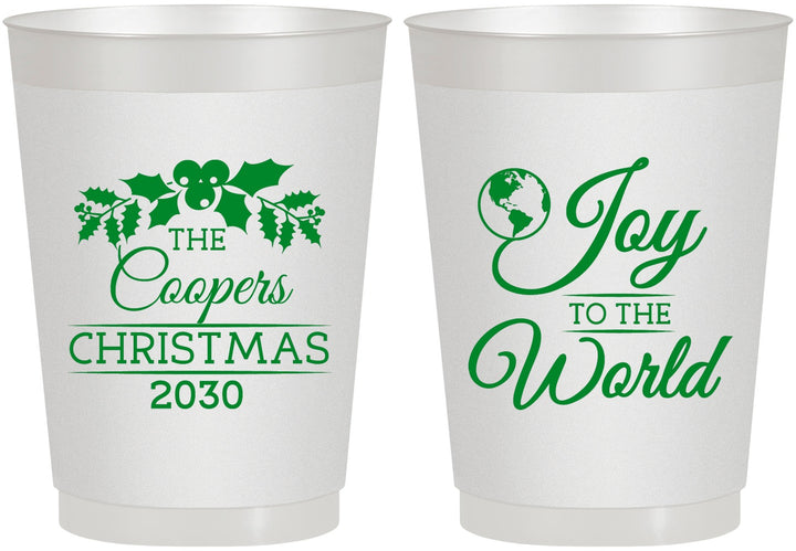 Personalized Christmas 10 oz Frosted Cups - Joy To The World | 280035