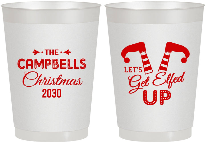 Personalized Christmas 10 oz Frosted Cups - Lets Get Elfed Up | 280036
