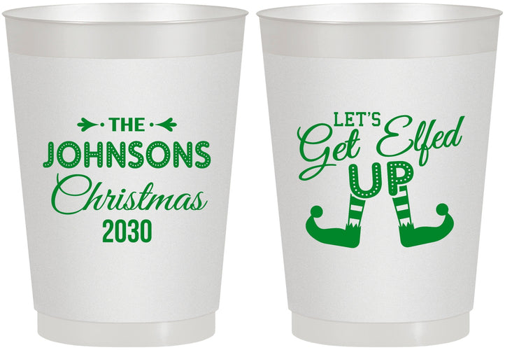 Personalized Christmas 10 oz Frosted Cups - Lets Get Elfed Up | 280037