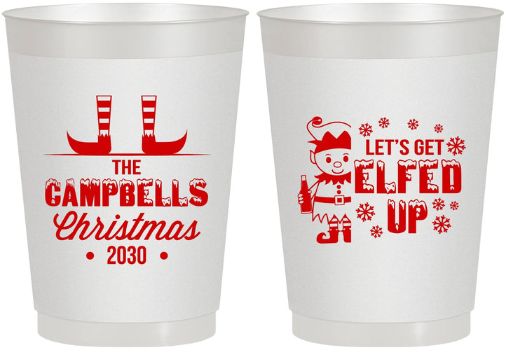 Personalized Christmas 10 oz Frosted Cups - Lets Get Elfed Up | 280038