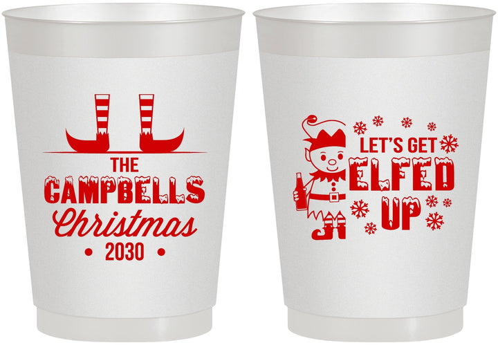 Personalized Christmas 10 oz Frosted Cups - Lets Get Elfed Up | 280038