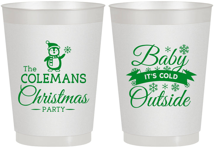 Personalized Christmas 10 oz Frosted Cups - Cold Outside | 280043