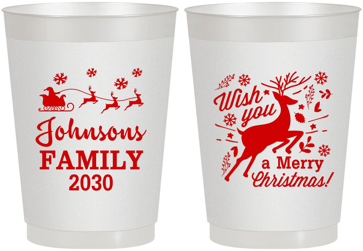 Personalized Christmas 10 oz Frosted Cups - Reindeer | 280044