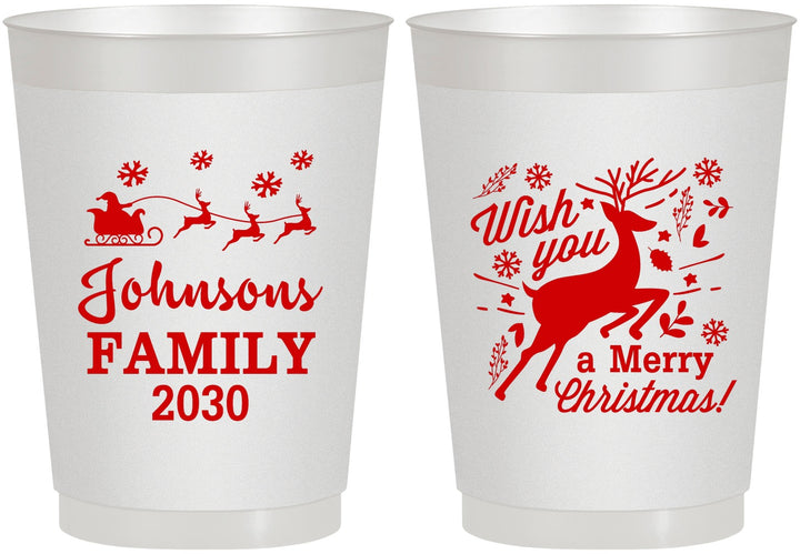 Personalized Christmas 10 oz Frosted Cups - Reindeer | 280044