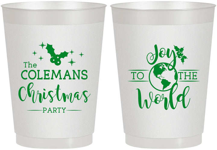 Personalized Christmas 10 oz Frosted Cups - Joy To The World | 280045