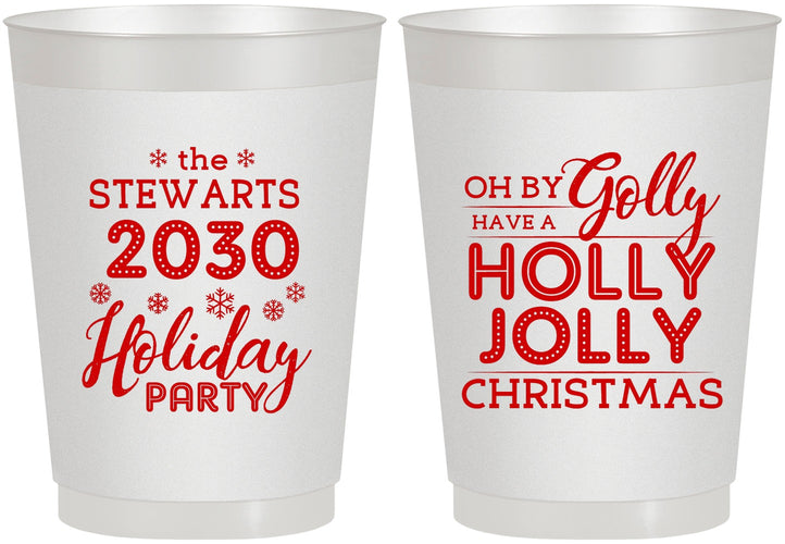 Personalized Christmas 10 oz Frosted Cups - Holly Jolly | 280046