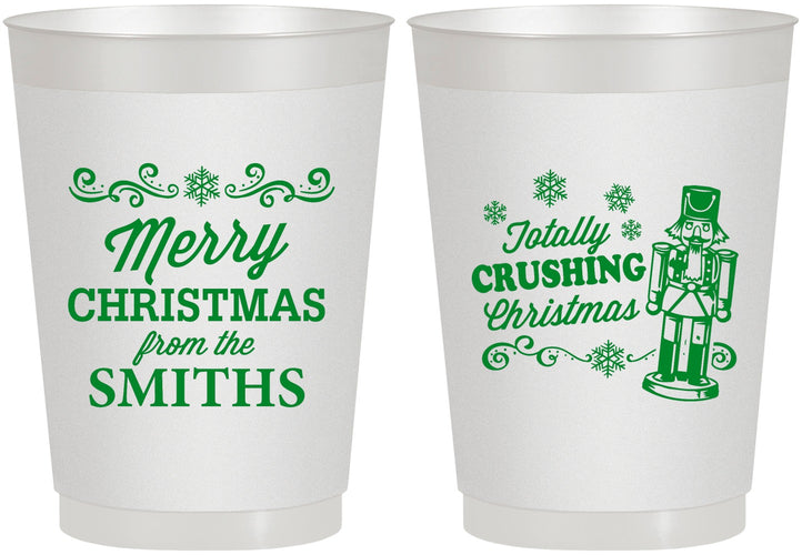 Personalized Christmas 10 oz Frosted Cups - Snowflakes | 280053