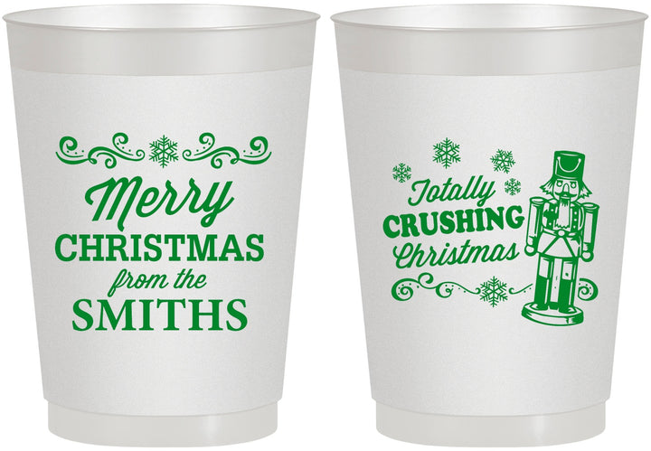 Personalized Christmas 10 oz Frosted Cups - Snowflakes | 280053