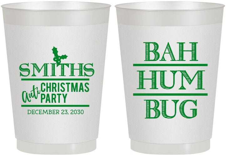 Personalized Christmas 10 oz Frosted Cups - Bah Hum Bug | 280057