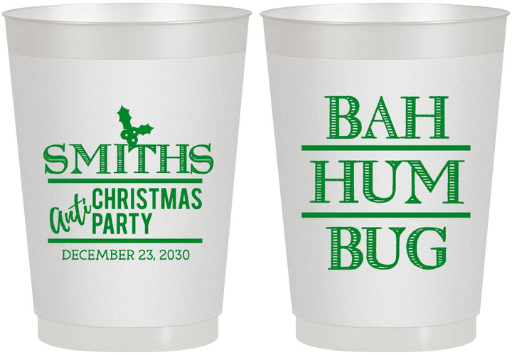 Personalized Christmas 10 oz Frosted Cups - Bah Hum Bug | 280057