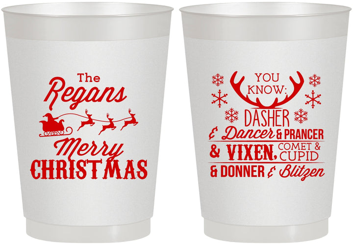 Personalized Christmas 10 oz Frosted Cups - Reindeer | 280062