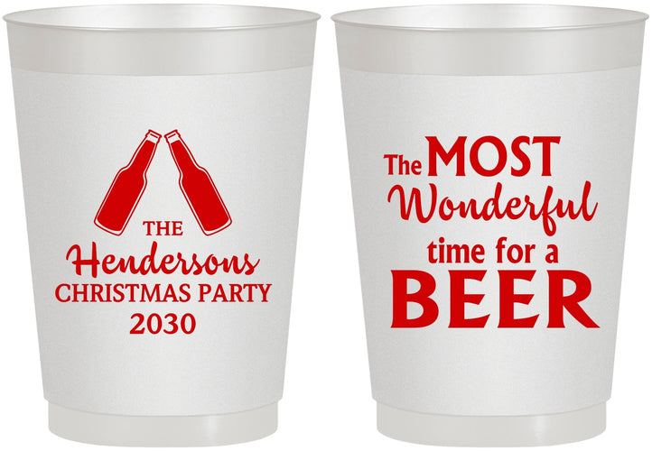 Personalized Christmas 10 oz Frosted Cups - Wonderful Time For A Beer | 280064