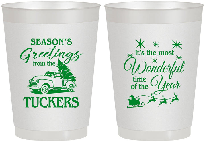 Personalized Christmas 10 oz Frosted Cups - Season Greetings | 280071