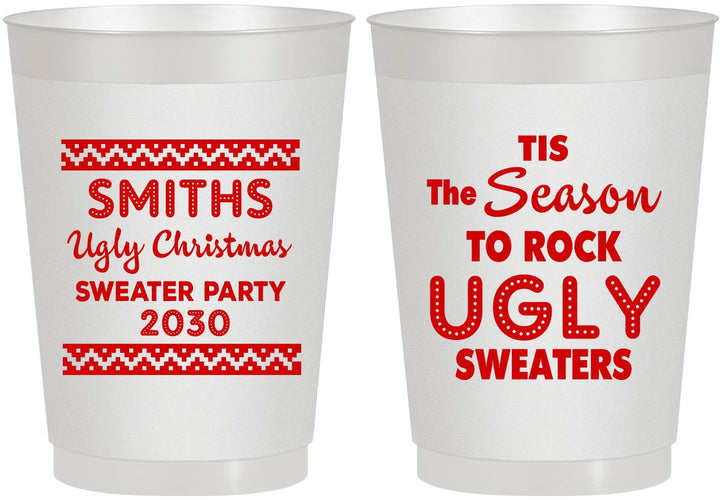 Personalized Christmas 10 oz Frosted Cups - Ugly Sweater | 280080