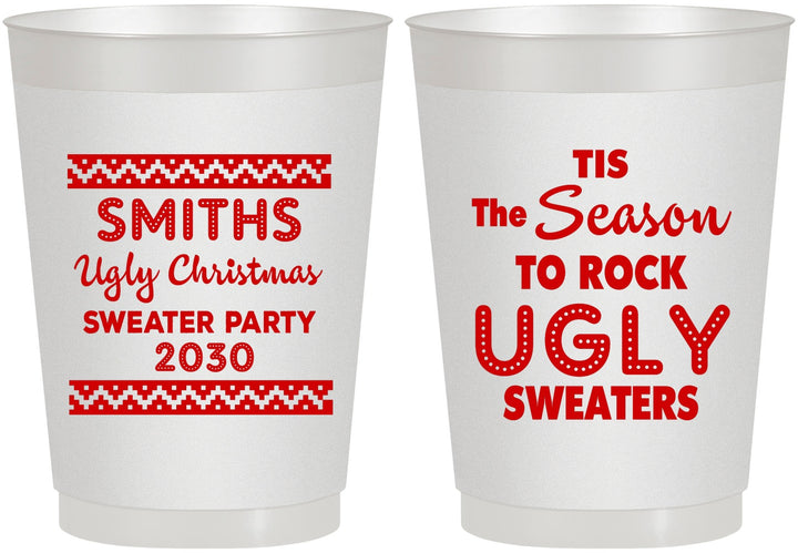 Personalized Christmas 10 oz Frosted Cups - Ugly Sweater | 280080