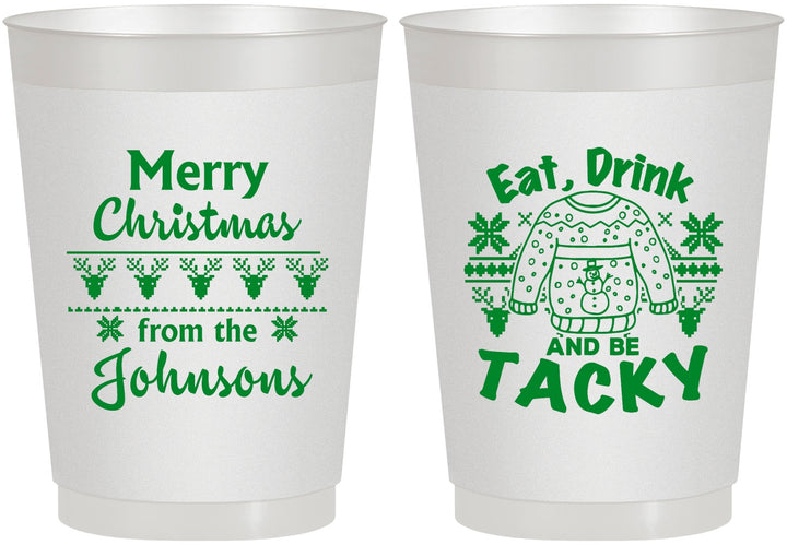 Personalized Christmas 10 oz Frosted Cups - Eat Drink Tacky | 280081