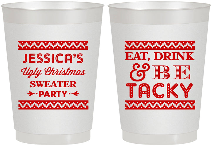 Personalized Christmas 10 oz Frosted Cups - Eat Drink Tacky | 280082