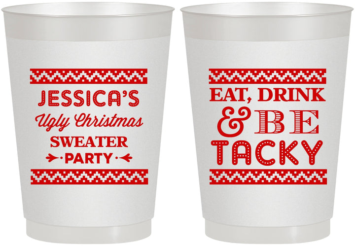 Personalized Christmas 10 oz Frosted Cups - Eat Drink Tacky | 280082