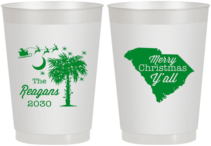 Personalized Christmas 10 oz Frosted Cups - South Carolina | 280083