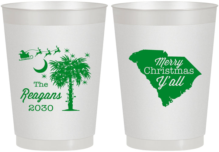 Personalized Christmas 10 oz Frosted Cups - South Carolina | 280083