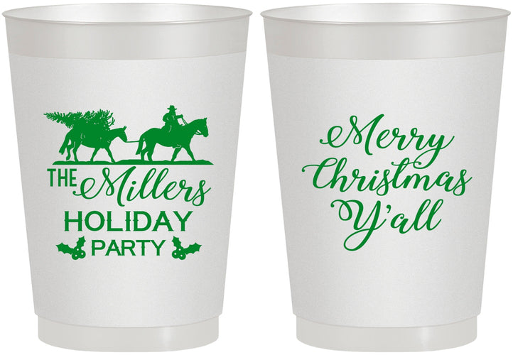 Personalized Christmas 10 oz Frosted Cups - Country | 280087