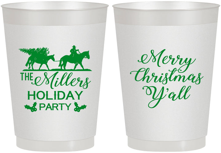 Personalized Christmas 10 oz Frosted Cups - Country | 280087