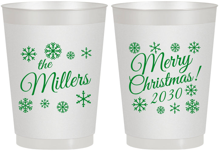 Personalized Christmas 10 oz Frosted Cups - Snowflakes | 280089