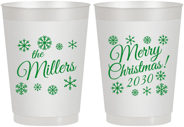 Personalized Christmas 10 oz Frosted Cups - Snowflakes | 280089