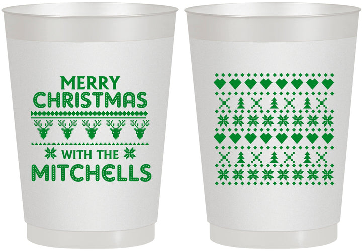 Personalized Christmas 10 oz Frosted Cups - Ugly Sweater | 280091