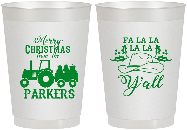 Personalized Christmas 10 oz Frosted Cups - Country | 280097