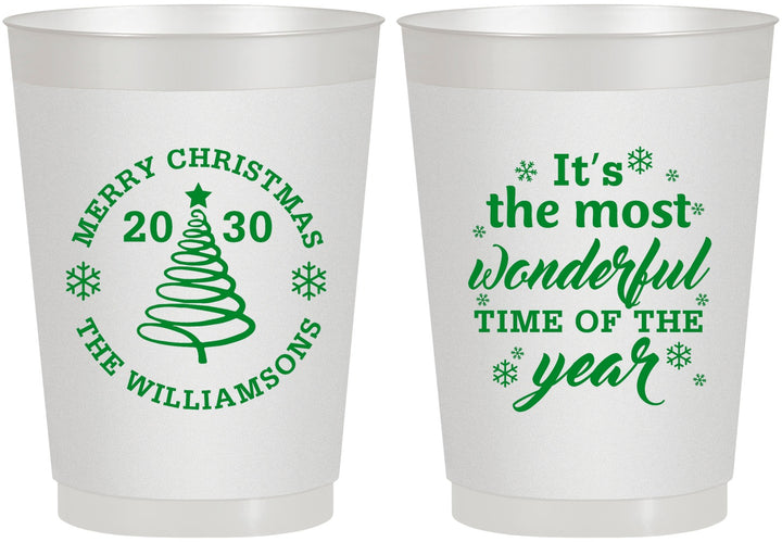 Personalized Christmas 10 oz Frosted Cups - Wonderful Time For A Beer | 280099