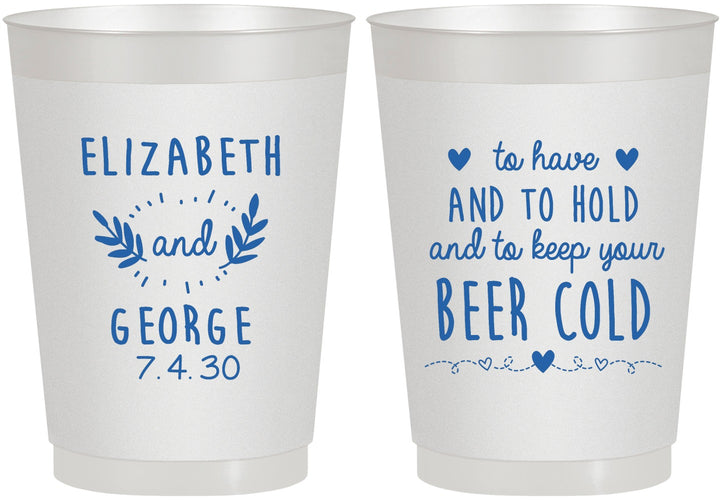 Personalized Wedding 10 oz Frosted Cups - To Have And To Hold | 281