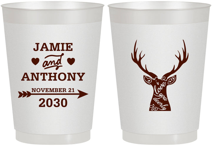 Personalized Wedding 10 oz Frosted Cups - Deer | 282