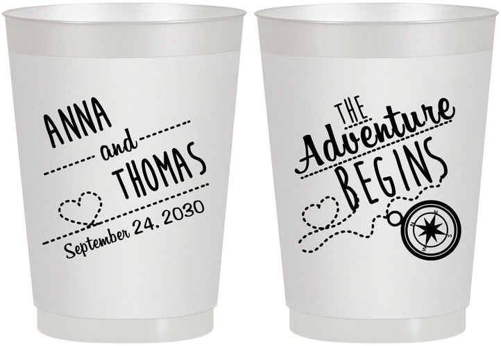 Personalized Wedding 10 oz Frosted Cups - The Adventure Begins | 284