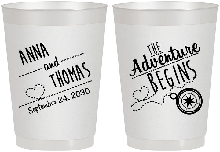 Personalized Wedding 10 oz Frosted Cups - The Adventure Begins | 284