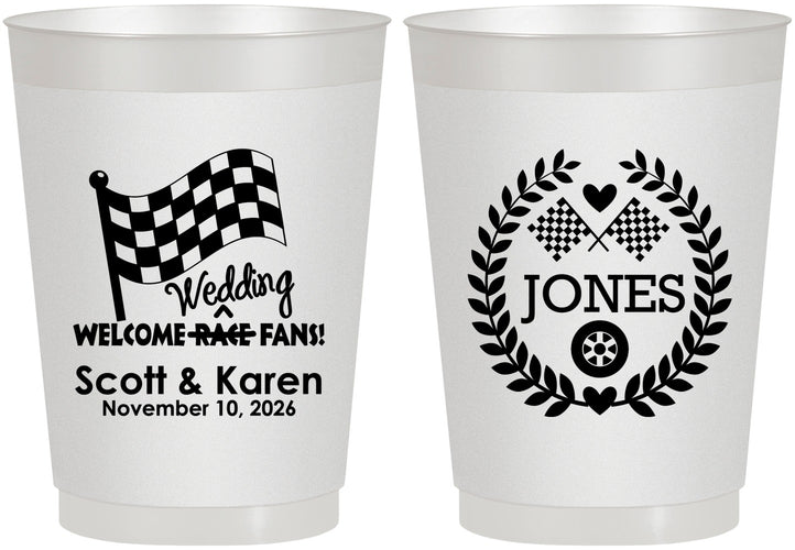 Personalized Wedding 10 oz Frosted Cups - Racing | 289