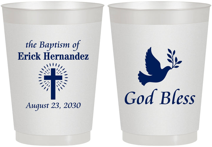 Personalized Baptism 10 oz Frosted Cups - God Bless | 290005